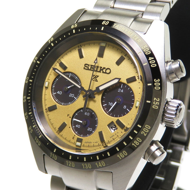V192 【SEIKO/セイコー】 V192-OAFO/SBQL089 スピードタイマー 腕時計 ステンレススチール ソーラー 金 メンズ 【中古 ...