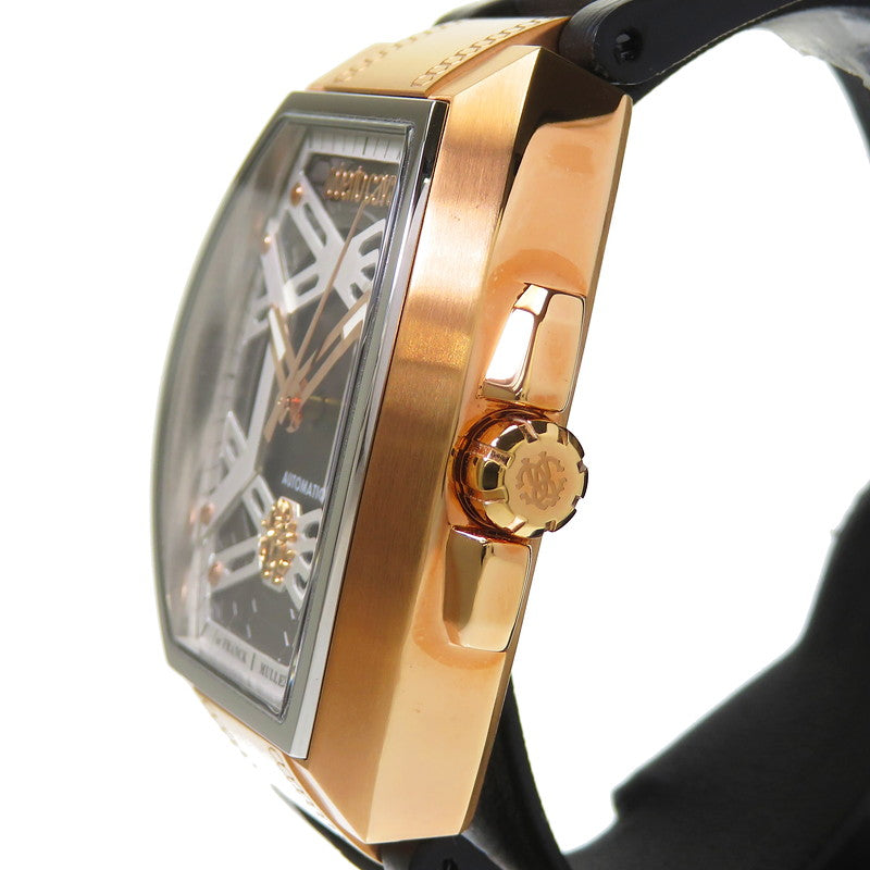 【Roberto Cavalli/ロベルトカバリ】 1G124 ロベルトカヴァリbyフランクミュラー 腕時計 GP/レザー 自動巻き/オートマ  スケルトン メンズ, 【中古】【真子質店】【GD】, 【KMiI】