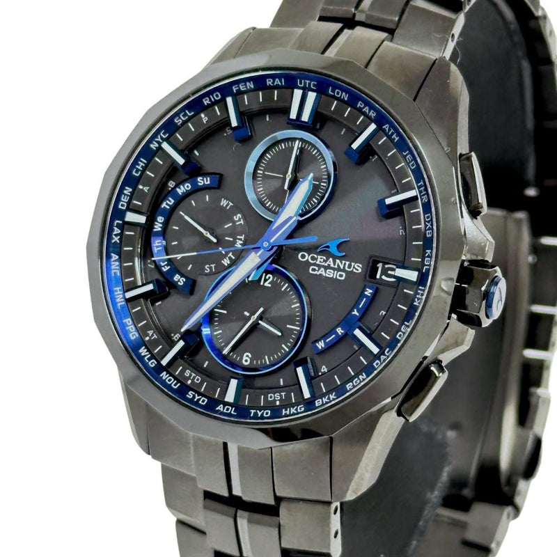 【CASIO/カシオ】 オシアナス OCW-S3001 腕時計/チタン(黒) ソーラー電波 黒青文字盤 メンズ