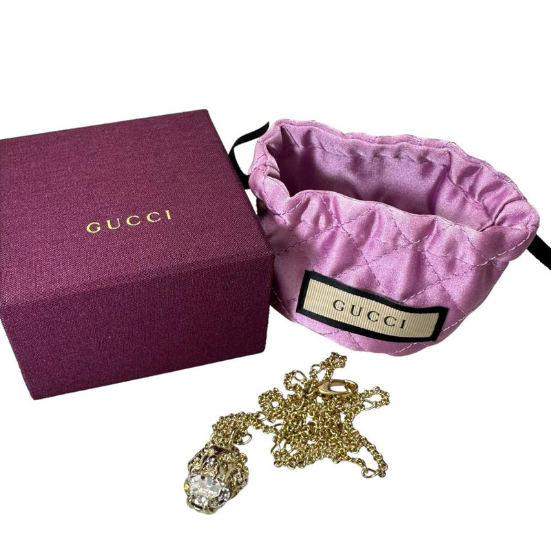 GUCCI/グッチ】 透明石 ネックレス ライオンヘッド GP