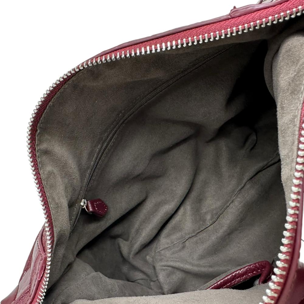 2WAYロング＆ワンショルダー ショルダーバッグ クロコダイル ボルドー