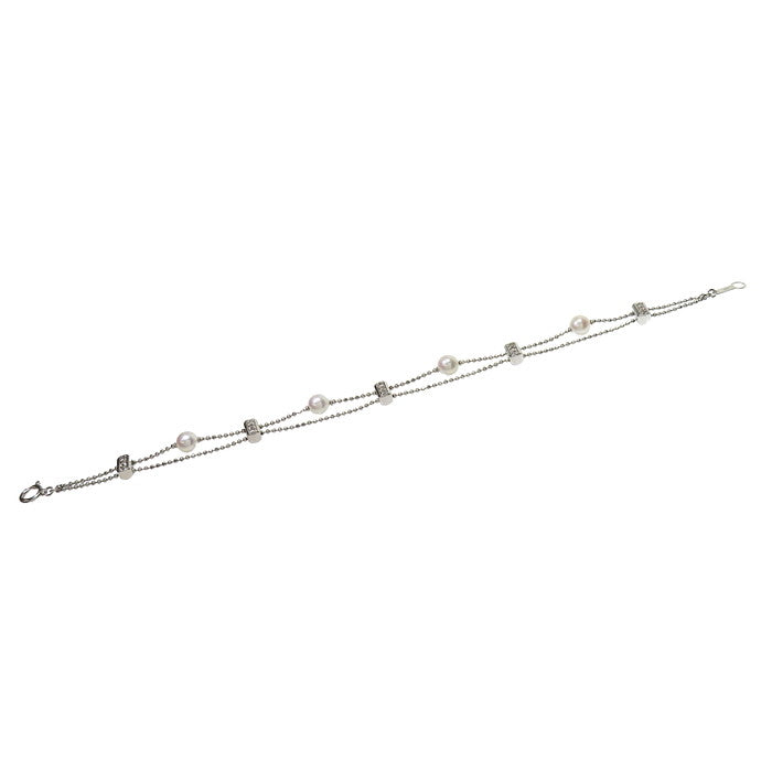 2連風 アコヤ真珠 約5.5mm程度 ダイヤモンド 計0.20ct ブレスレット 