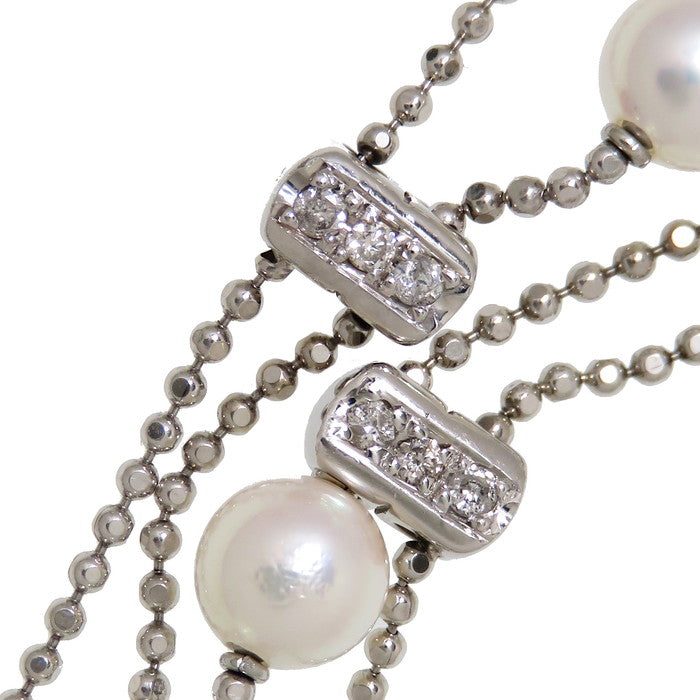 2連風 アコヤ真珠 約5.5mm程度 ダイヤモンド 計0.20ct ブレスレット 