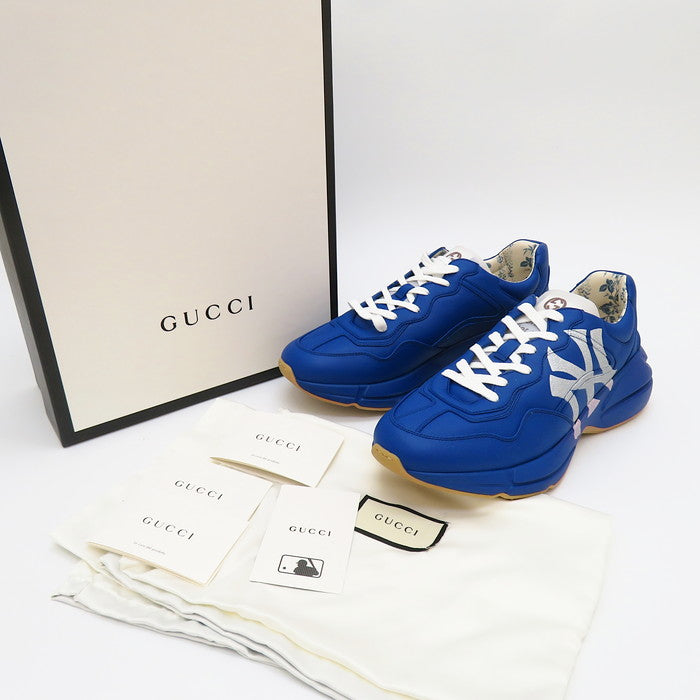 GUCCI/グッチ】 548638 19SS Rhyton ニューヨークヤンキース コラボ ダッド スニーカー レザー ブルー メンズ【中 –  真子質店 PawnShopMAKO