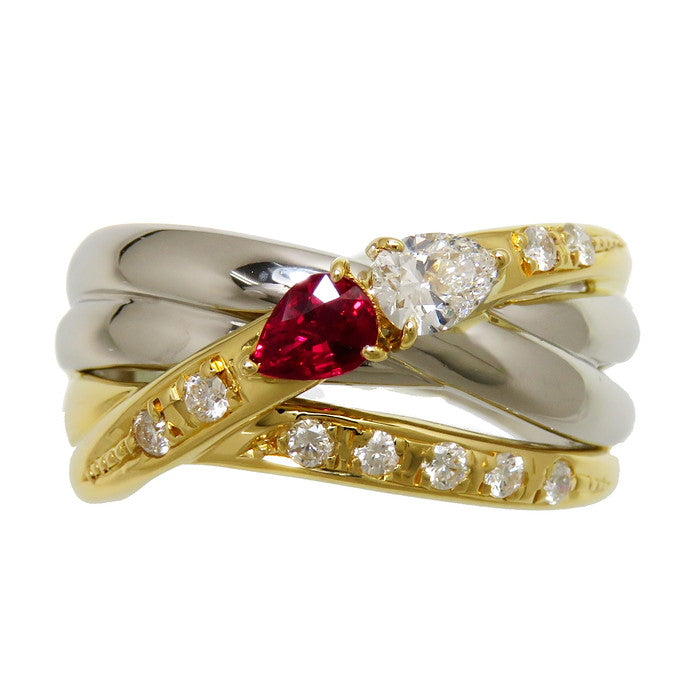 最終特価品 15号 コンビカラー ルビー 0.19ct ダイヤモンド(中央) 0.30