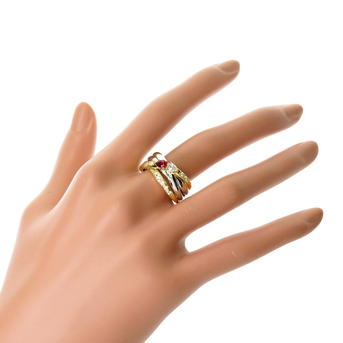 最終特価品 15号 コンビカラー ルビー 0.19ct ダイヤモンド(中央) 0.30