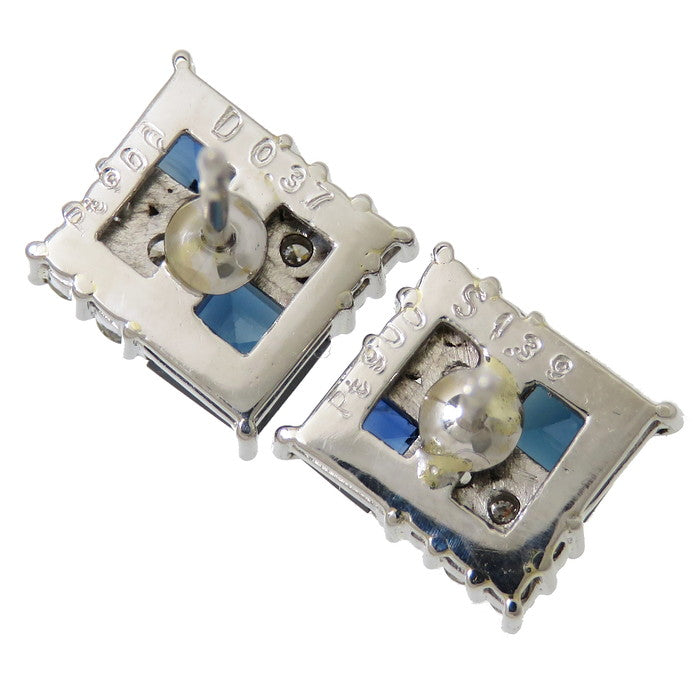 サファイア 計1.39ct ダイヤモンド 計0.37ct ピアス Pt900プラチナ 