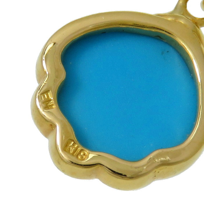 貝モチーフ トルコ石/ターコイズ ネックレス K18ゴールド 18金 4.3g