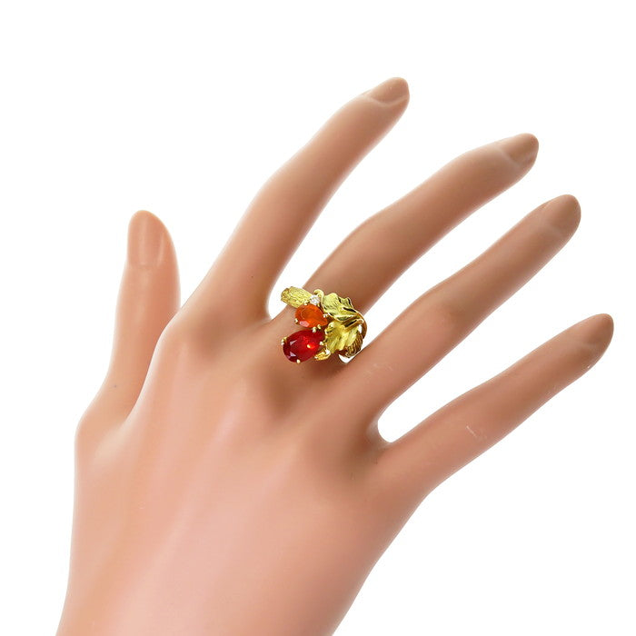 13号 植物モチーフ ファイヤーオパール 0.91/0.35ct ダイヤモンド 0.05