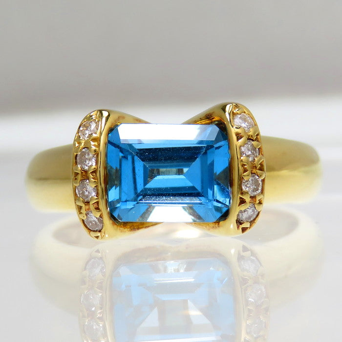 11.5号 ブルートパーズ ダイヤモンド 計0.09ct リング・指輪 K18 