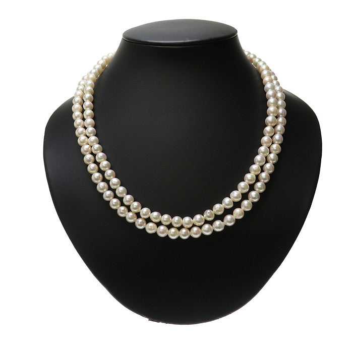 最終特価品 2連 アコヤ真珠 約6.9～7.2mm程度 ネックレス シルバー