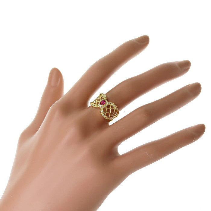 12.5号 透かしデザイン ルビー ダイヤモンド 計0.21ct リング・指輪 