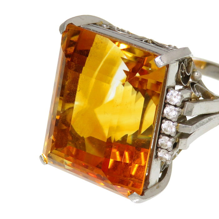 17号 大粒 シトリン 27.89ct ダイヤモンド リング・指輪 Pt900プラチナ 