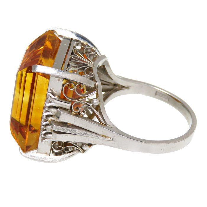 17号 大粒 シトリン 27.89ct ダイヤモンド リング・指輪 Pt900プラチナ 