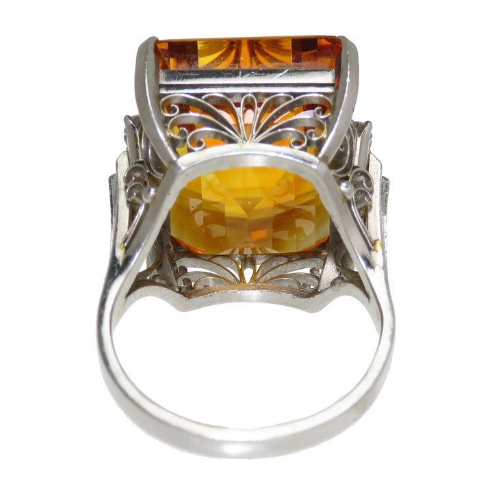 17号 大粒 シトリン 27.89ct ダイヤモンド リング・指輪 Pt900プラチナ 