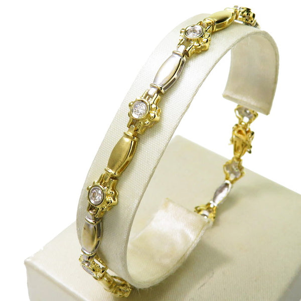 イエローダイアモンド ブレスレット18kマグネット♢約17ct 17cm♢高品質 最終特価品 コンビカラー ダイヤモンド 計0.52ct ブレスレット