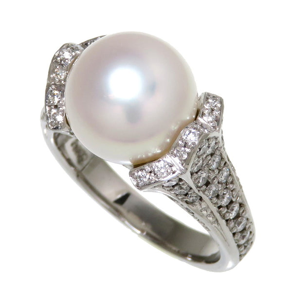 12号 海水産真珠 約10.4mm程度 ダイヤモンド 計0.76ct リング・指輪 ...