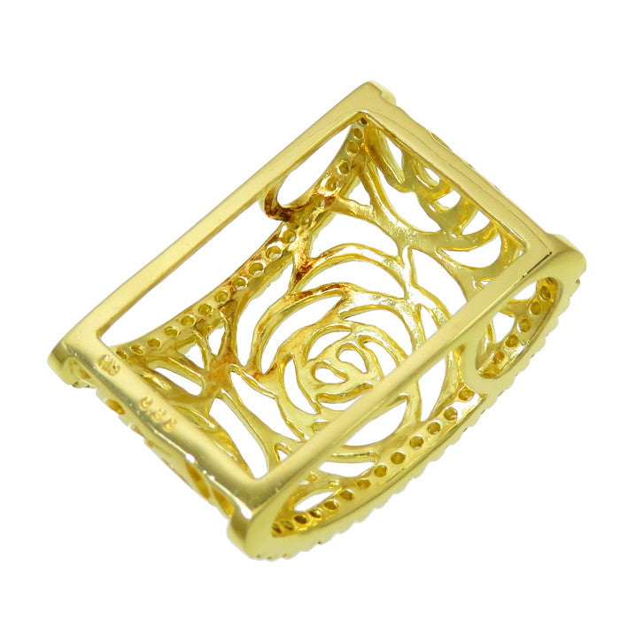 透かしデザイン 艶消し 花/フラワー/薔薇 ダイヤモンド 計0.25ct 