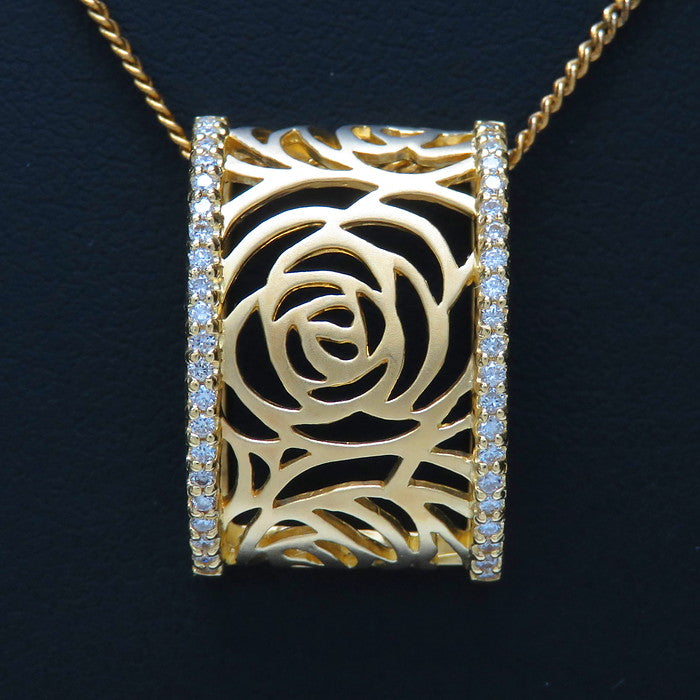 透かしデザイン　艶消し　花/フラワー/薔薇 ダイヤモンド 計0.25ct ペンダントトップ K18ゴールド 18金 4.3g レディース
【中古】【真子質店】




【TMiY】