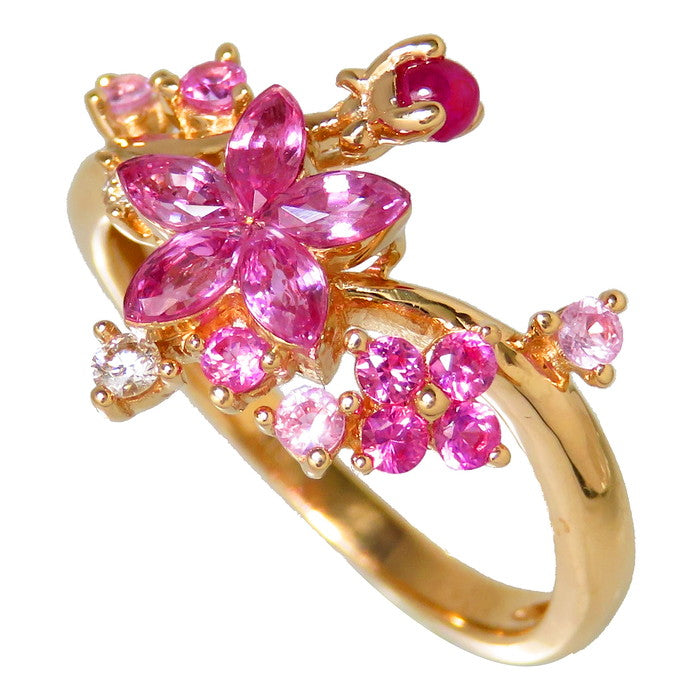 11号 花/フラワー ピンクサファイア 計0.76ct ルビー 0.06ct 