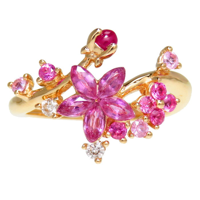 11号 花/フラワー ピンクサファイア 計0.76ct ルビー 0.06ct  