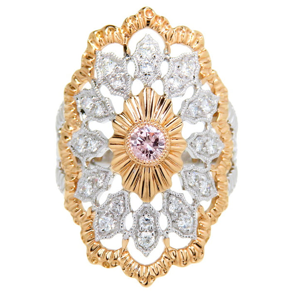 12号 FANCY ORANGY PINK コンビカラー 透かしデザイン ダイヤモンド(ピンクダイヤモンド0.142ct含む) 計0.52ct リング・指輪 K18WGホワイトゴールド 18金/K18PGピンクゴールド 18金 6.3g レディース
【中古】【真子質店】




【IxTMa】