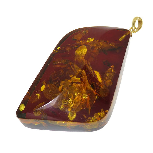 大粒 琥珀 ペンダントトップ K18ゴールド 18金 16.4g レディース