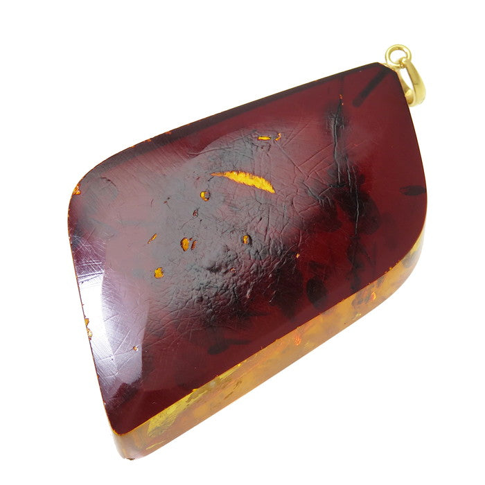 大粒 琥珀 ペンダントトップ K18ゴールド 18金 16.4g レディース