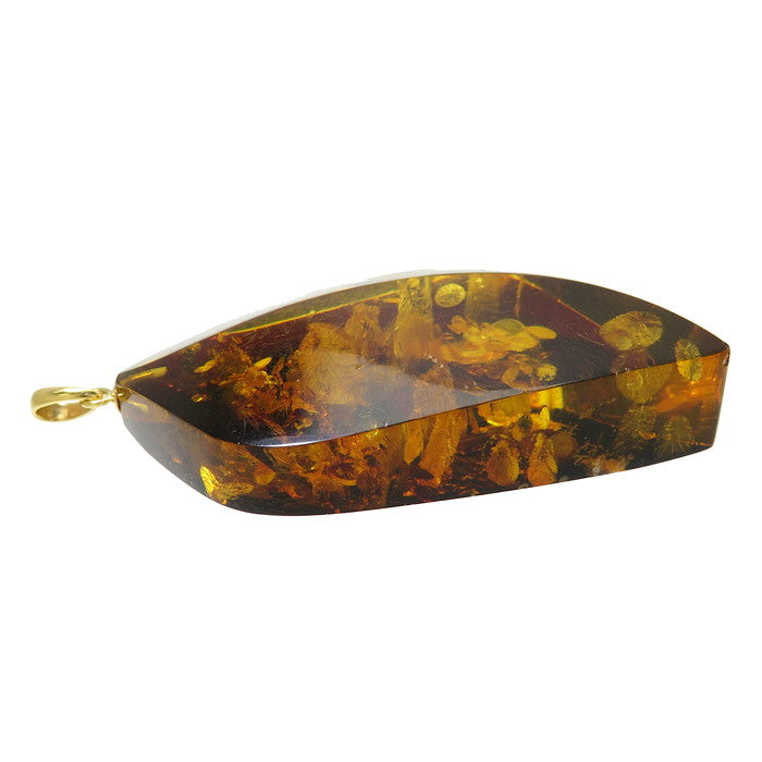 大粒 琥珀 ペンダントトップ K18ゴールド 18金 16.4g レディース