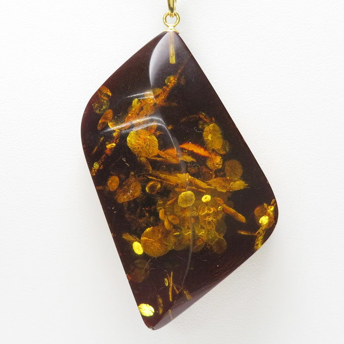 大粒 琥珀 ペンダントトップ K18ゴールド 18金 16.4g レディース