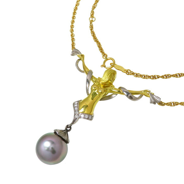 ★★最終特価品 女性像 コンビ 黒蝶真珠 13.0mm ダイヤモンド 計0.11ct ネックレス K18ゴールド 18金/Pt900プラチナ 19.0g 直線49cm レディース
【中古】【真子質店】【NN】




【SDY】