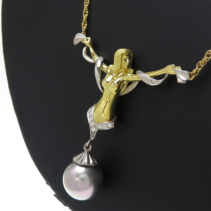 ★★最終特価品 女性像 コンビ 黒蝶真珠 13.0mm ダイヤモンド 計0.11ct ネックレス K18ゴールド 18金/Pt900プラチナ 19.0g 直線49cm レディース
【中古】【真子質店】【NN】




【SDY】