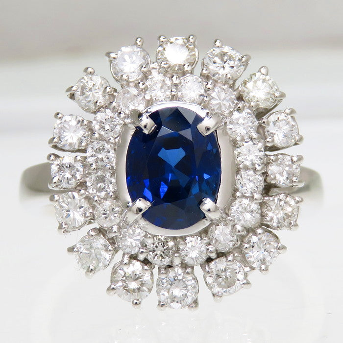 最終特価品 11.5号 サファイア 1.345ct ダイヤモンド 計0.90ct リング 