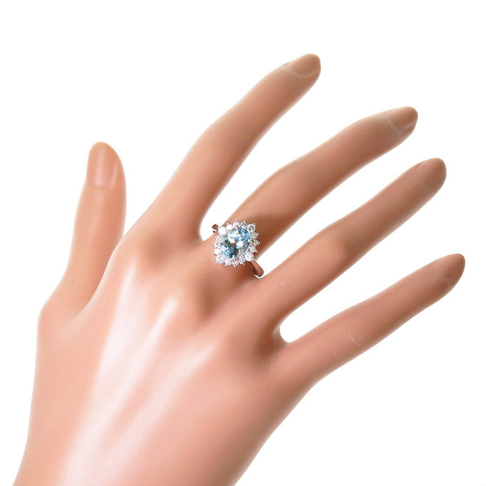 15号 アクアマリン 1.74ct ダイヤモンド 計0.57ct リング・指輪 Pt900 