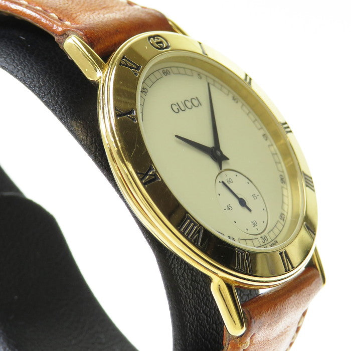【GUCCI 3000ゴールド 腕時計(クォーツ)】L グッチ GUCCI 3300L クオーツ ゴールド 金 文字盤 2針式