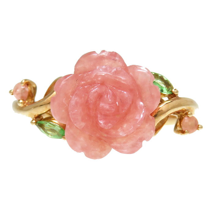 19号 薔薇/花/フラワー ピンク石 4.00/計0.10ct グリーン