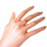 くすみローズピンクのガーネットと18金のリング　11号　新品　宝石店ストック