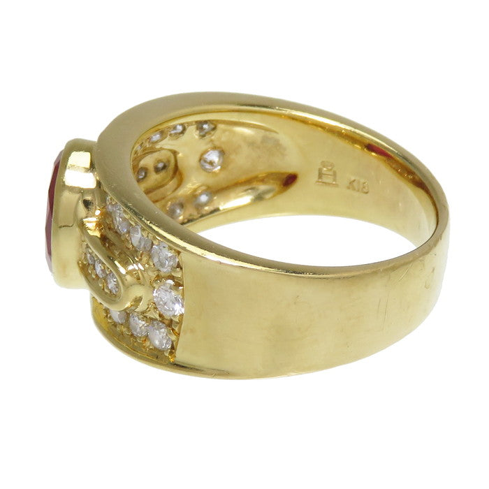 12号 合成ルビー 1.48ct ダイヤモンド 計0.40ct リング・指輪 K18 