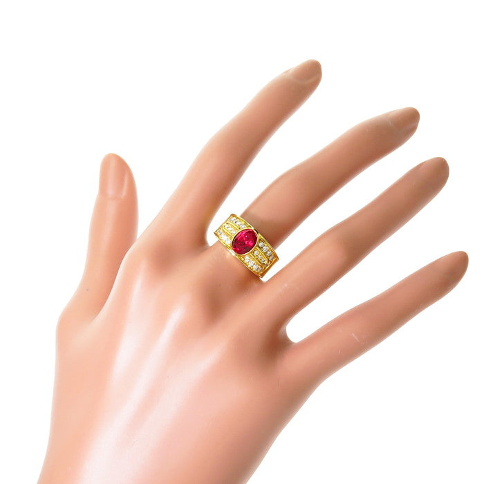 12号 合成ルビー 1.48ct ダイヤモンド 計0.40ct リング・指輪 K18 