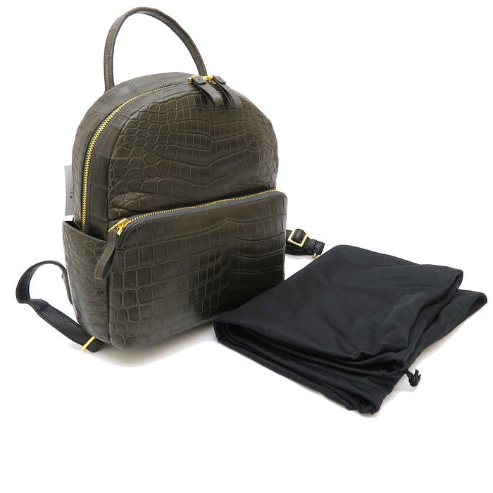 マッドブラック クロコダイル本革リュックサック カワノバッグ