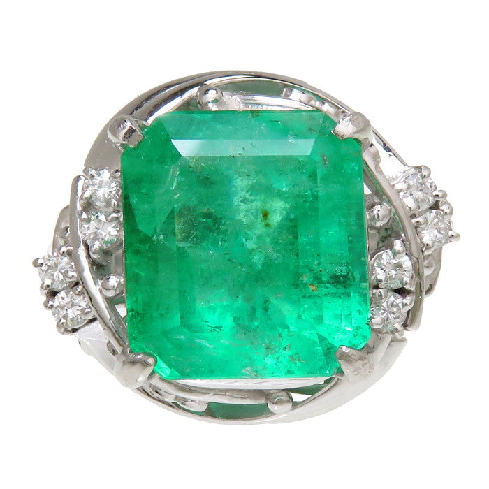 11.5号 エメラルド 6.10ct ダイヤモンド 計0.19ct リング・指輪 Pt900 