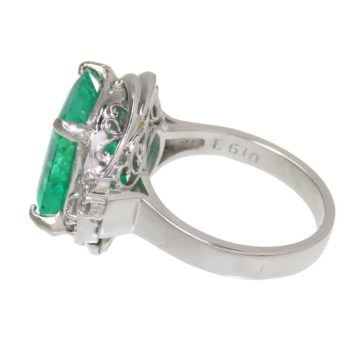 11.5号 エメラルド 6.10ct ダイヤモンド 計0.19ct リング・指輪 Pt900