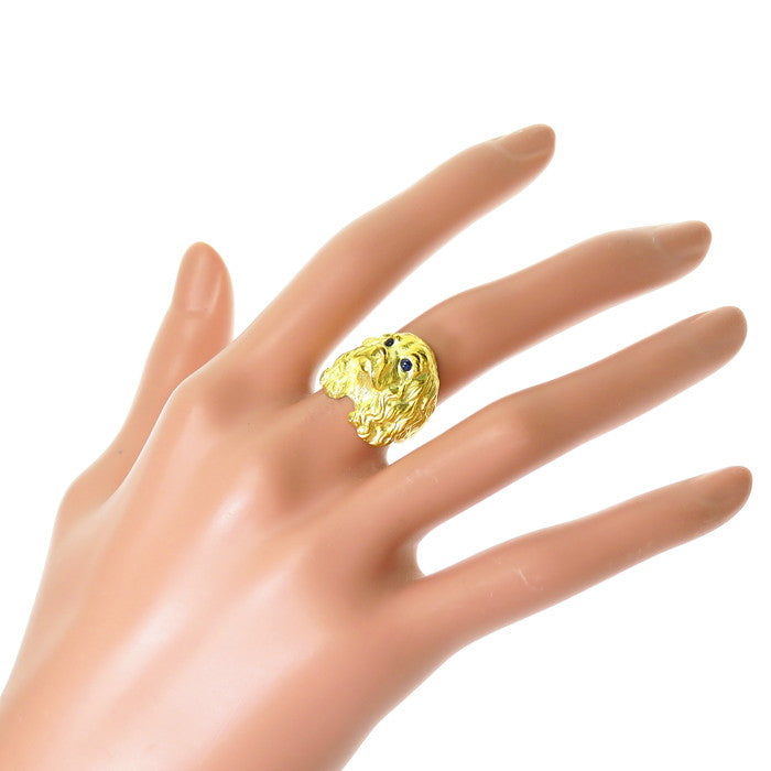 8号 犬/動物/アニマル サファイア 計0.15ct リング・指輪 K18ゴールド 18金 9.5g レディース 【中古】【真子質店】【NN –  真子質店 PawnShopMAKO