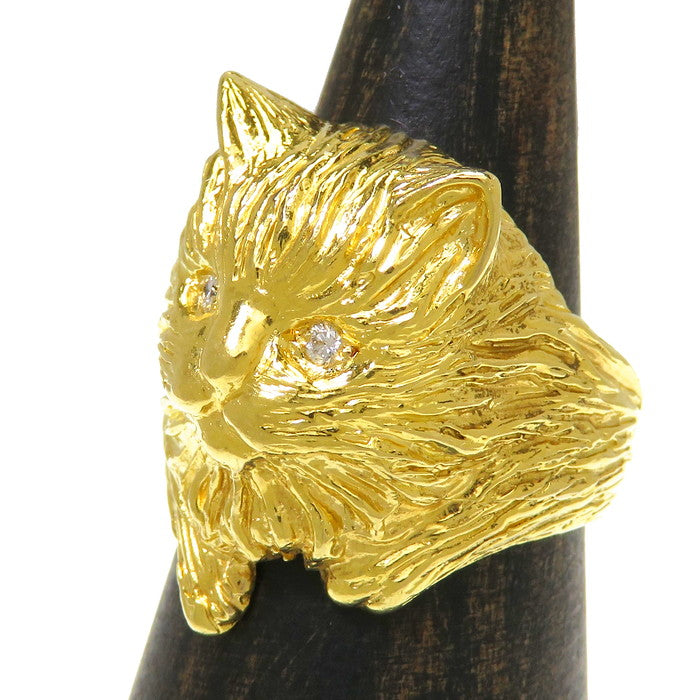 11.5号 ネコ/猫 動物/アニマル ダイヤモンド 計0.035ct リング・指輪