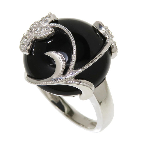14号 フラワー/花 オニキス ダイヤモンド 計0.14ct リング・指輪 K18WG