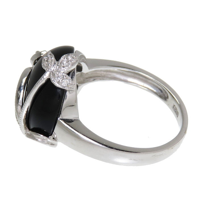 14号 フラワー/花 オニキス ダイヤモンド 計0.14ct リング・指輪 K18WG