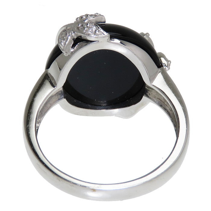 14号 フラワー/花 オニキス ダイヤモンド 計0.14ct リング・指輪 K18WG