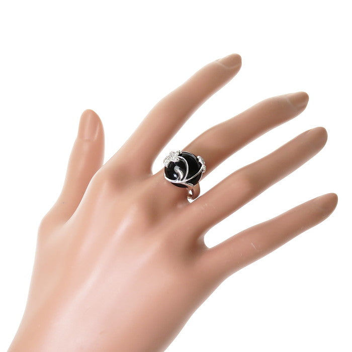 14号 フラワー/花 オニキス ダイヤモンド 計0.14ct リング・指輪 K18WG