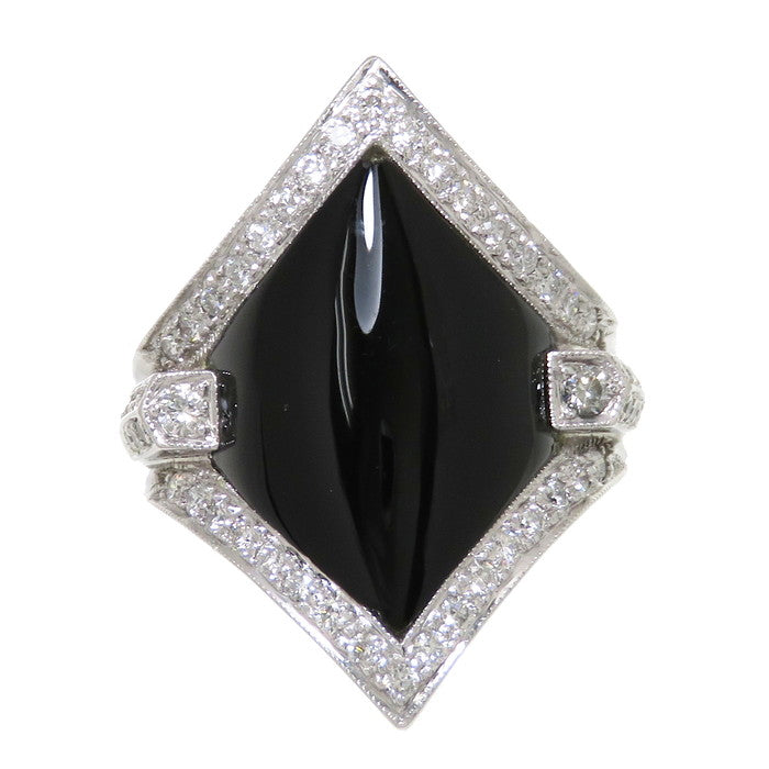 13号 オニキス ダイヤモンド 計0.58ct リング・指輪 K18WGホワイト 