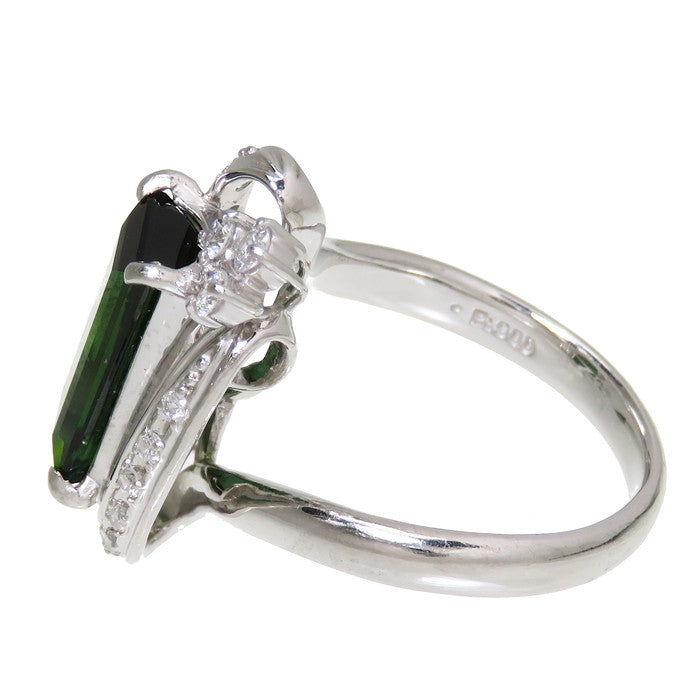 13号 グリーントルマリン 3.12ct ダイヤモンド 計0.35ct リング・指輪 